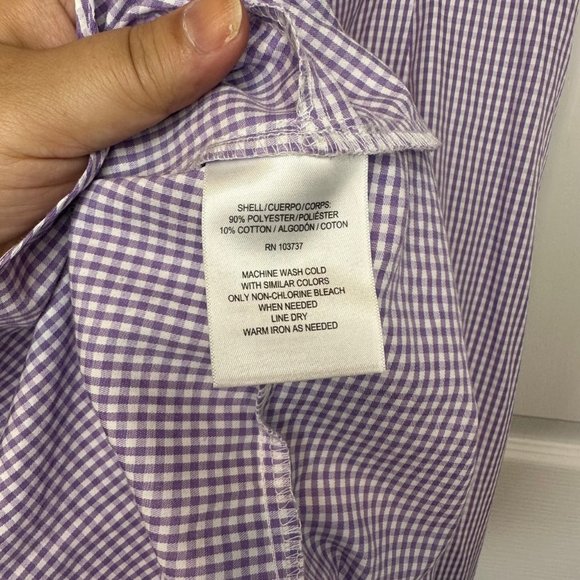 Donna Morgan for Anthropologie Lavender Gingham Flutter Dress 4 - Picture 12 of 13